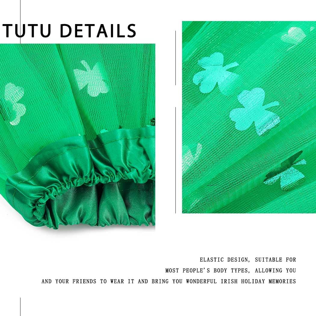Green Shamrock Tutu Skirts for Women St. Patrick’s Day Tutus Layered Tulle Dance Skirts for Festival Running Costume