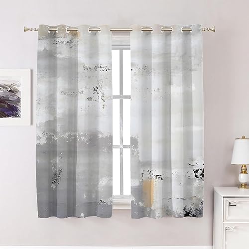 Miniatura 661 de Cenefas de cocina modernas con patrón de cobre marrón dorado para ventanas, cenefas opacas abstractas de marcas de arañazos y cortinas opacas