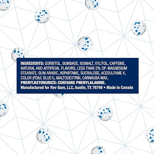 Miniatura 7 de Rev Goma de goma de cafeína Energy  Extra Strength 100 mg de cafeína por gema  Goma de cafeína sin azúcar de menta polar  Masticables bajos en