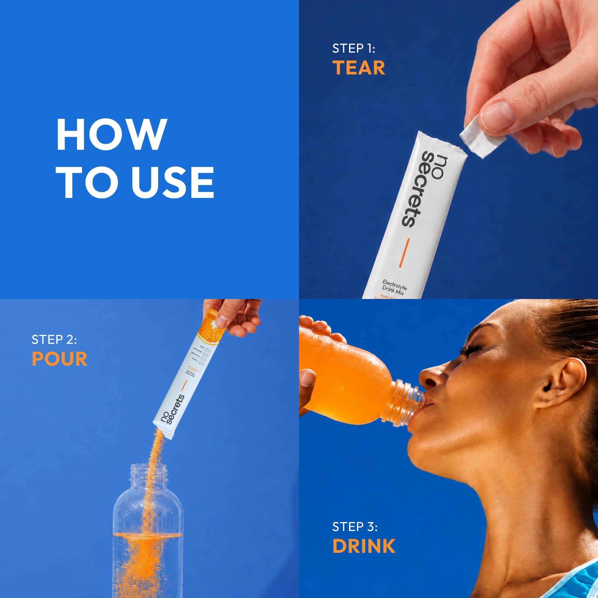 No SECRETS Perfect Hydration Duo – Orange - Pack Of 1 (20 Sticks) | Electrolytes & antioxidants | Instant Hydration & Energy | Fitness, Recovery | Low-calorie | Vegetarian — Amazon image 7