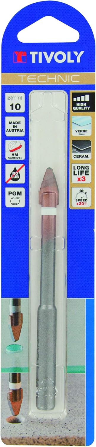 TIVOLY 12001121000 Technic Glass Drill Bit Diameter 10 mm
