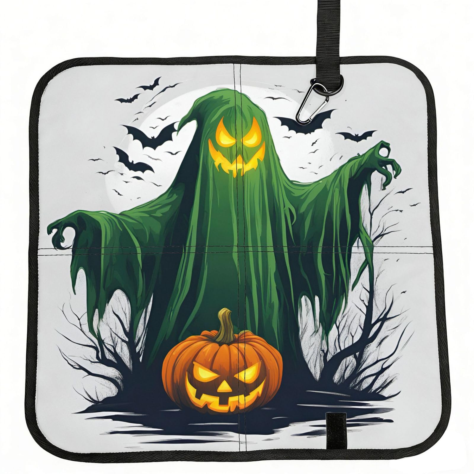 UVBDF Green Ghost Horror Print Outdoor Sitting Cushion Folding Seat Pad Compact Portable Picnic Bench Cushion Mat