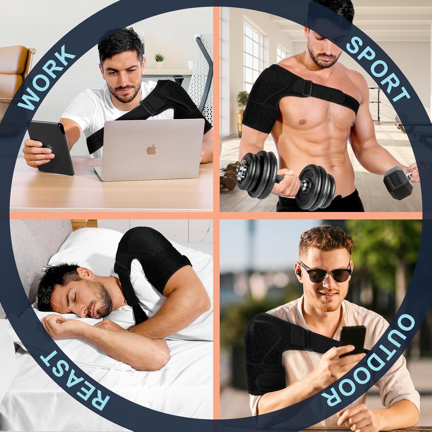 Soporte de hombro para hombres y mujeres, manguito rotador de compresión y