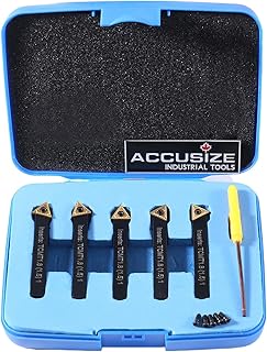 Accusize Industrial Tools 1/4'' by 2'' Oal 5 Pc Indexable Turning Tool Set with Tcmt1.8(1.5) Carbide Inserts, 2380-5022