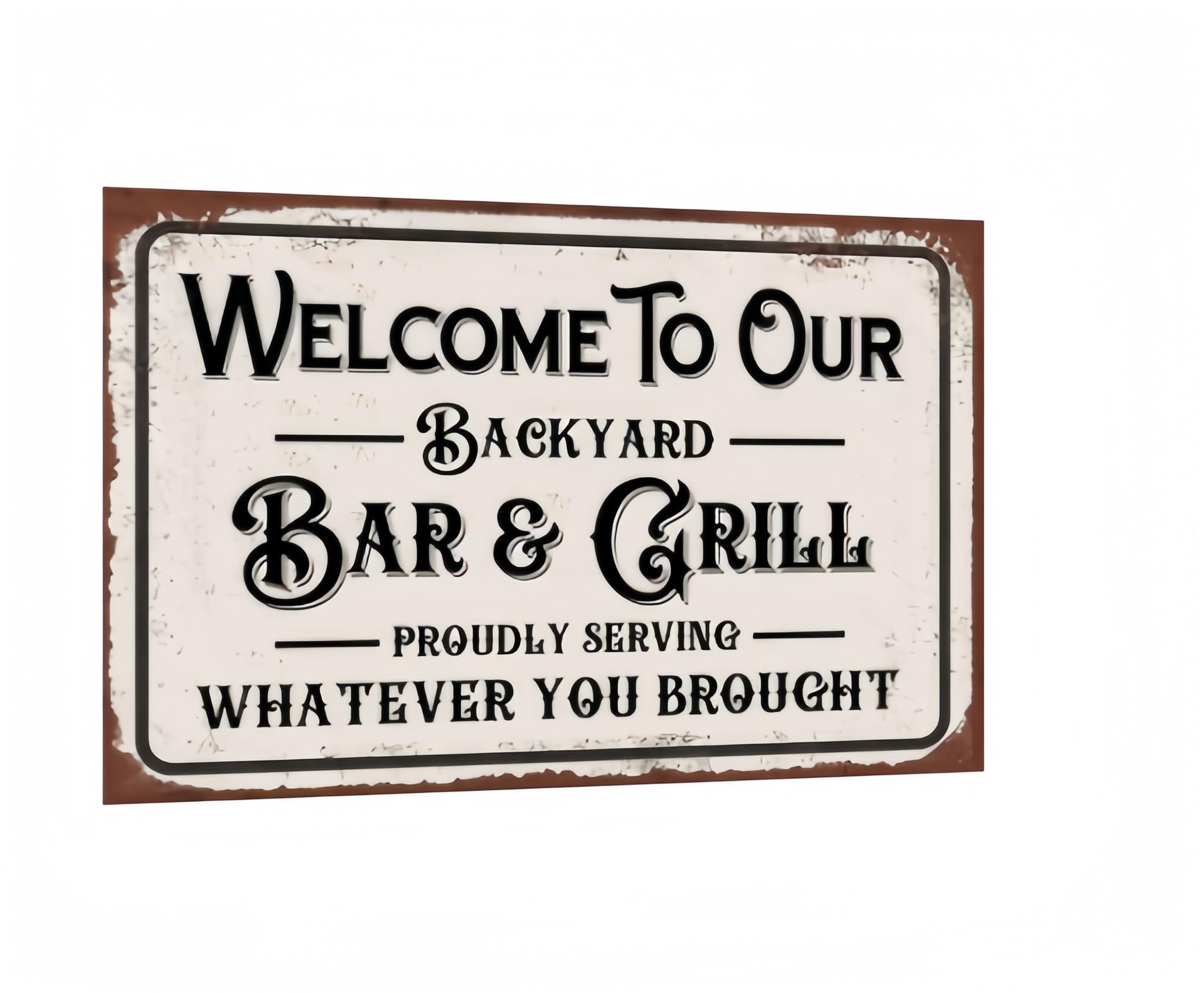Vintage Metal Tin Sign Funny Sarcastic Party Wall Art Decor Signs Vintage Metal Retro Tin Sign, Welcome to Our Backyard Bar Metal Plaque, 8x12 Inch Wall Decor for Home Bar, Man Cave, and Pool Area