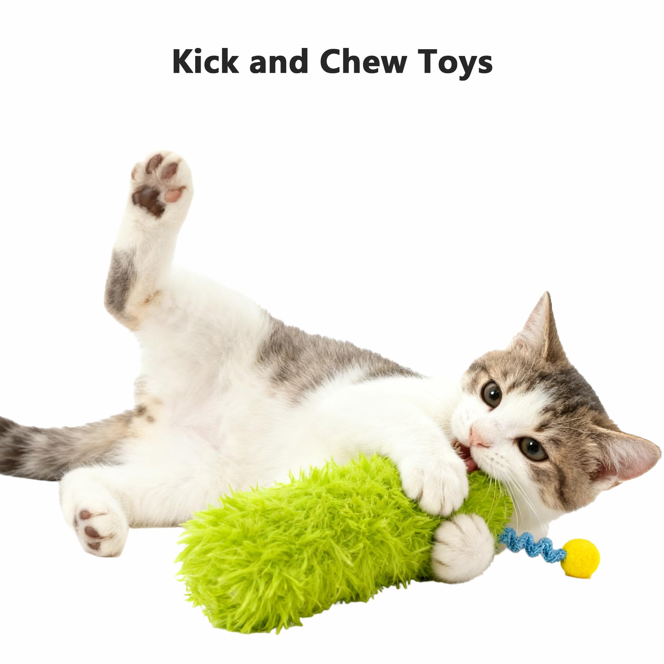 Speedy Panther Interactive Catnip Toys for Indoor Cats 3 Pack Plush Pillows, Self-Play Kitten Chew and Kick Toys (Caterpillar Design) - Image 4