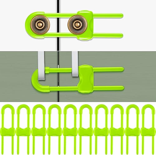 Miniatura 49 de Jetec 10 cerraduras de gabinete para bebés, cajones de prueba en forma de U, cerraduras de seguridad para niños, ajustables, fácil de usar, pestillo