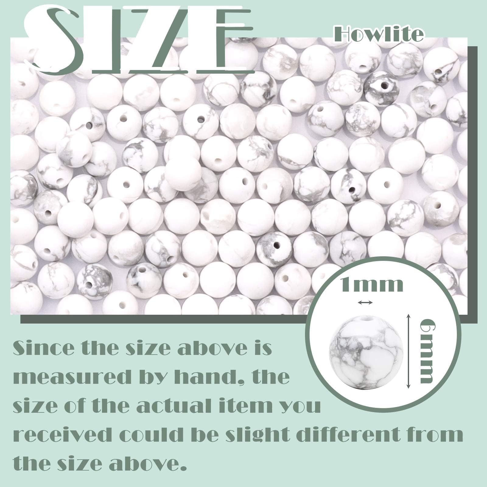 6mm Round Natural White Turquoise Gemstone Beads - Image 2