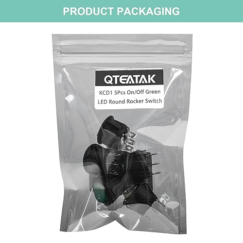 Vista 18 de QTEATAK KCD1 On/Off Pre-Wired 2-Pin 2-Position Snap 10A/125V, 6A/250V Round Boat Rocker Switch-5Pack
