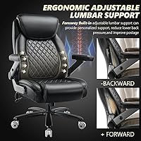 Vista 7 de 650LBS Big and Tall Office Chair with 5D Flip Arms and Thick Pocket Spring Cushion, Extra Wide Heavy Duty Office Chair & Adjustable Lumbar Support