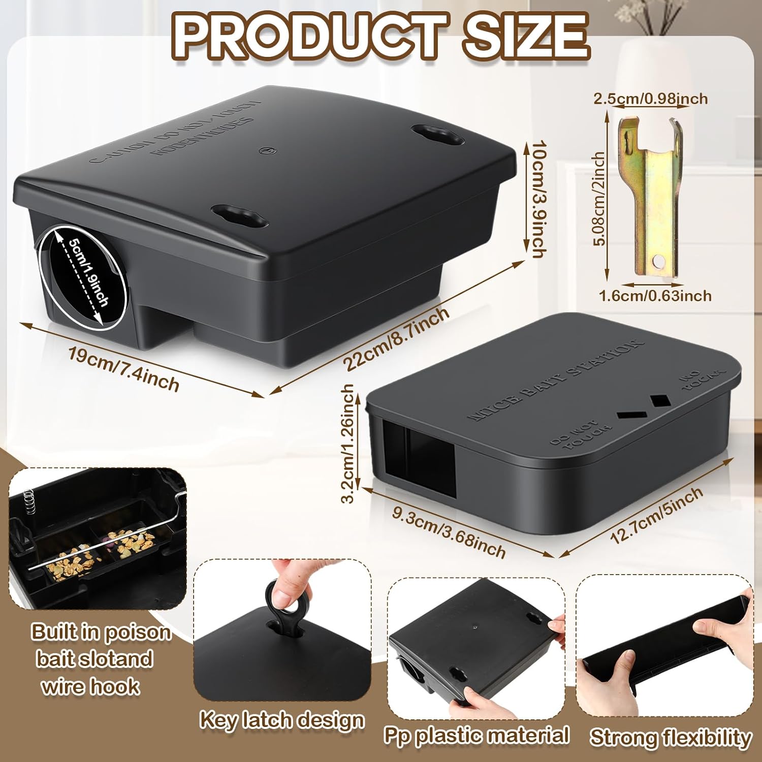 12 Pack Key Required Rat Station Box 3 Large & 9 Compact Outdoor Mouse Bait Stations Box Lockable Weather Resistant Bait Boxes for Indoor & Outdoor