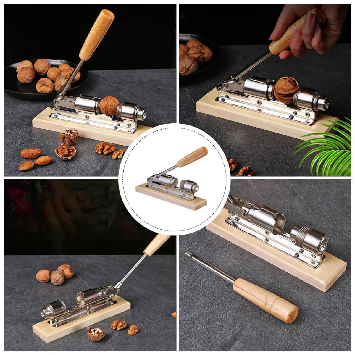 BESPORTBLE Casse-Noix Mécanique en Acier Inoxydable Réglable Pince d'Ouverture pour Noix Noisettes et Amandes Outil Cuisine Multifonction 1 Pièce Usage Quotidien Maison