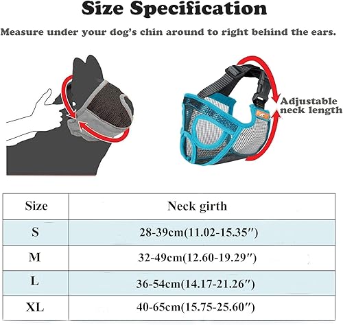Miniatura 3 de wintchuk - Bozal de malla ajustable para perro con hocico corto para bulldog ajustable, impide morder, ladrar, masticar