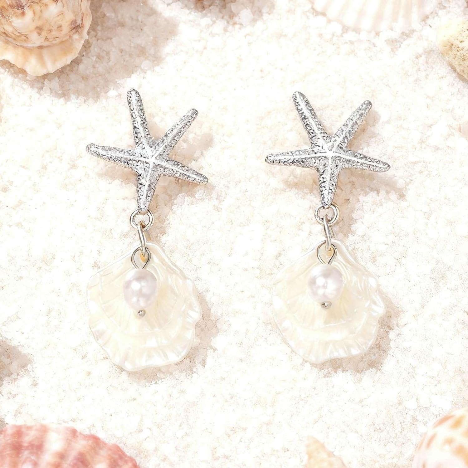 Starfish Earrings for Women Pearl Seashell Gold Dangle Ocean Summer Beach Outfits for Women Fashion Accessories - Image 5
