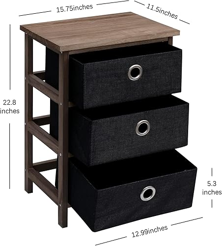 Miniatura 3 de Babion Juego de 2 mesitas de noche para dormitorio mesita de noche con 3 cajones extraíbles mesita de noche pequeña con cajones de almacenamiento de