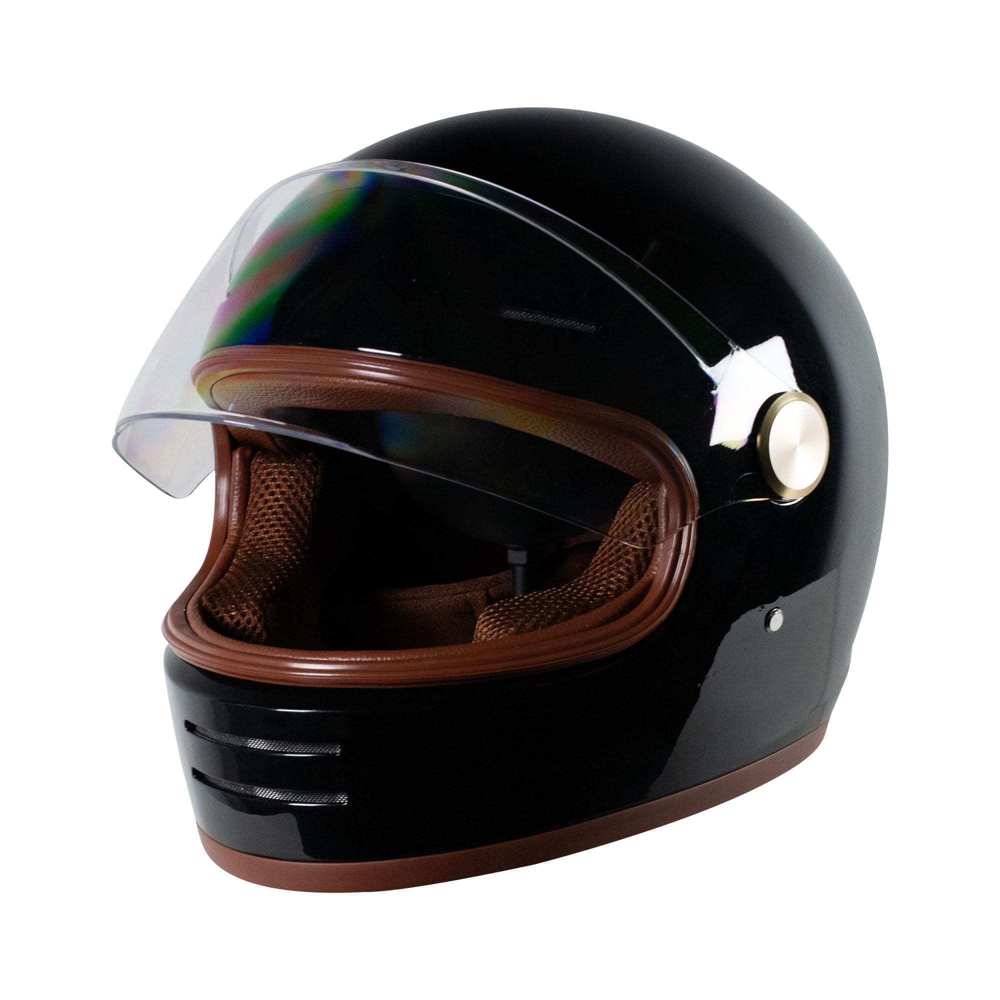 DOT Retro Vintage Full Face Motorcycle Helmet Classic Design for Men Women Lightweight Windproof Vent Cafe Racer & Cruiser Riding, Highway Commute, Touring