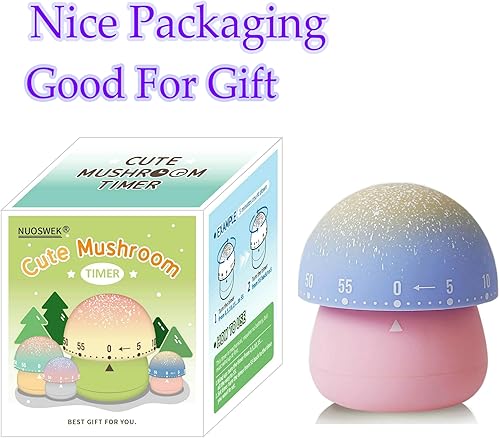 Miniatura 6 de Temporizador mecánico de cocina, lindo temporizador de hongos para niños, temporizador manual de cuenta regresiva de 60 minutos para aula, hogar,