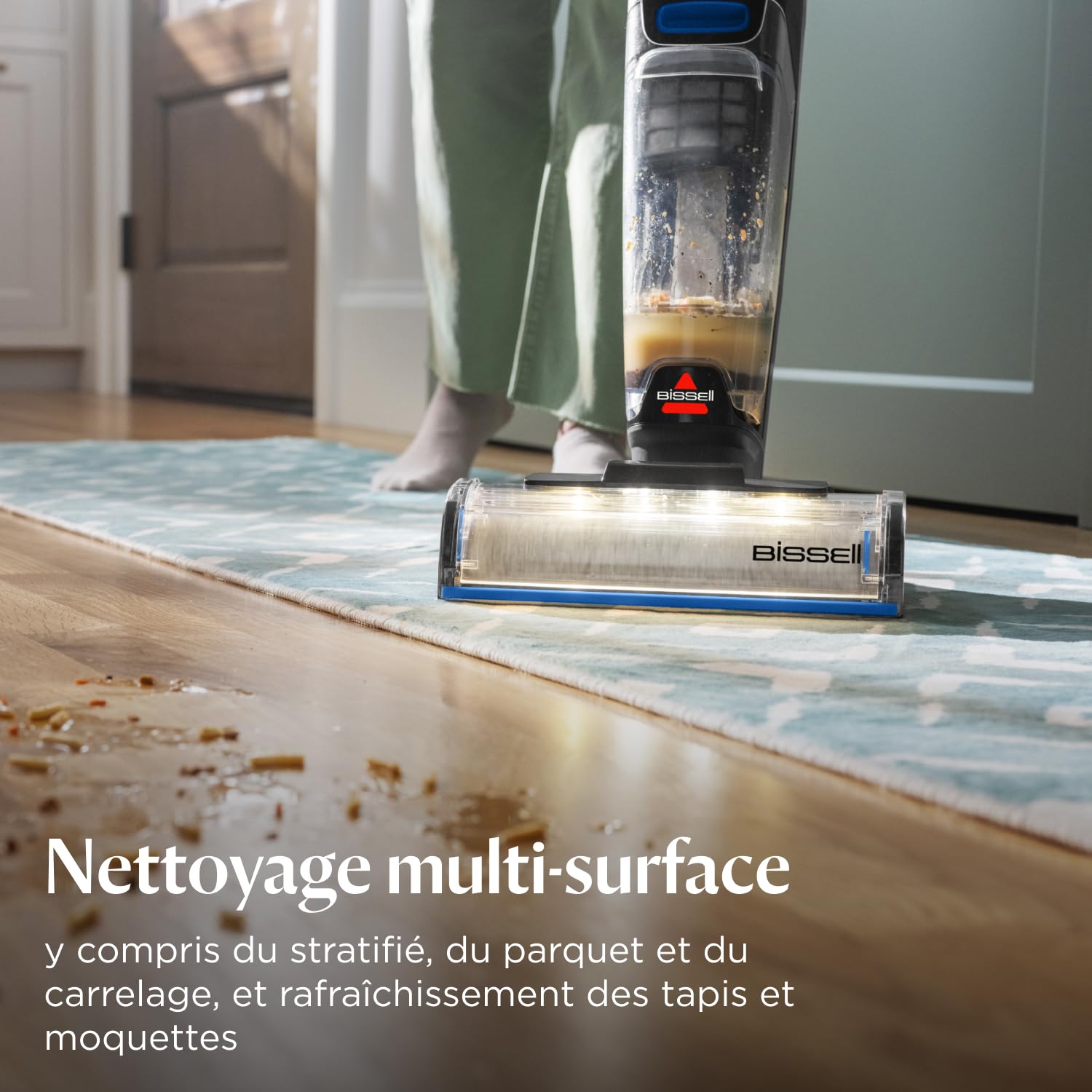 BISSELL CrossWave OmniFind, Aspirateur Balai Laveur Sans Fil, Aspire & Lave en Même Temps, LED FurFinder pour Détection Facile de Saletés & Poils d'Animaux, Nettoyeur a Eau Multi-surfaces 185m², 4006N
