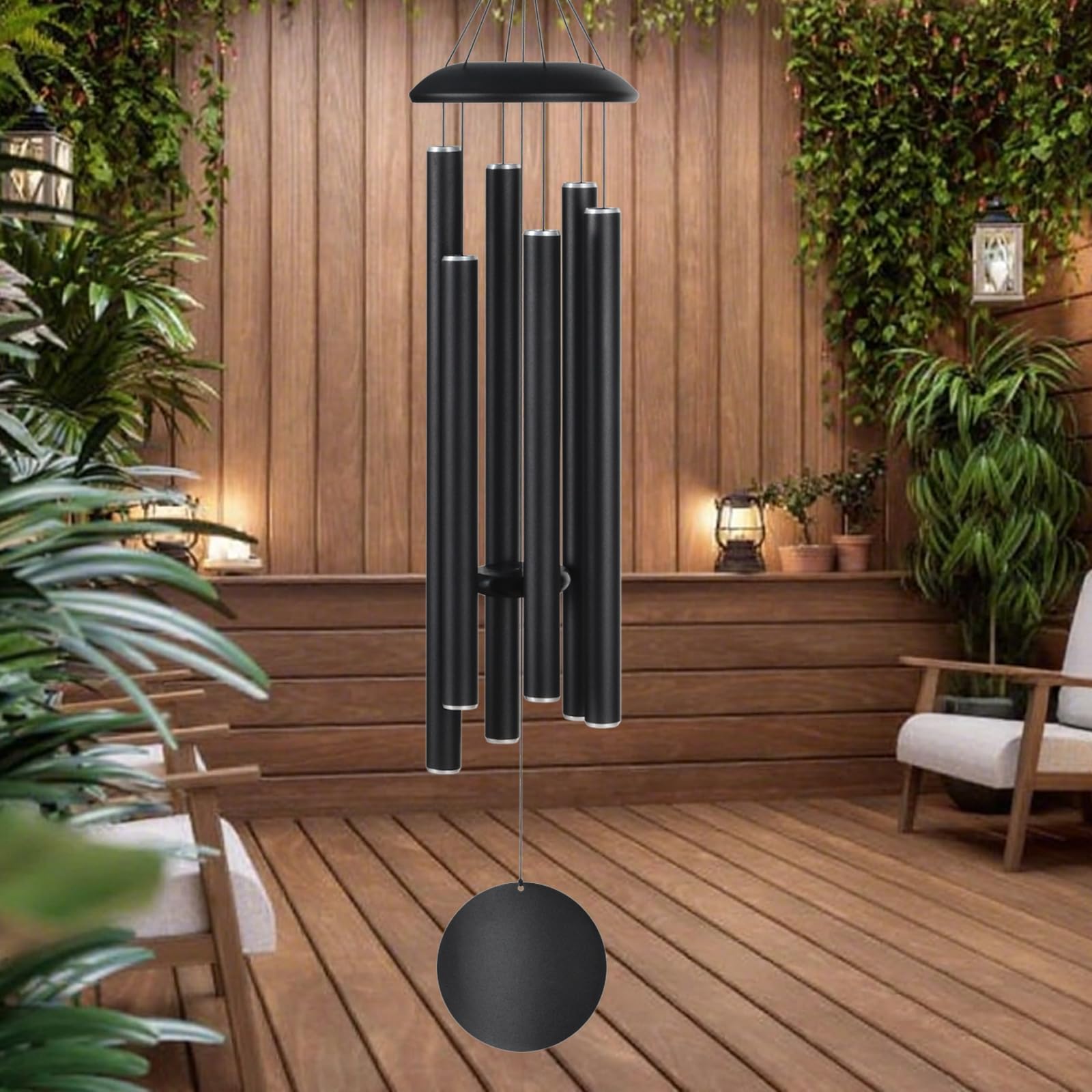 Photo 1 of Suntimber Extra Large Wind Chimes for Outside Deep Tone,(Black,48")