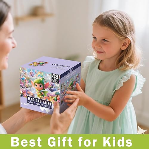 Miniatura 6 de Rompecabezas de suelo jumbo para niños, rompecabezas de 48 piezas de hadas grandes para niños de 3 a 5 años, juguete educativo preescolar, regalo