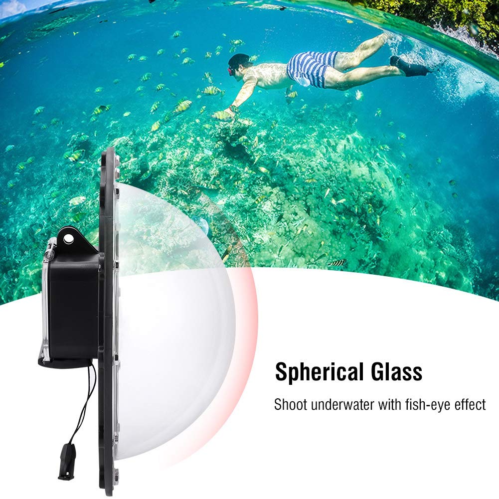 EMUKOEP Carcasa Duradera con Puerto Domo para Cámara 5/6/7, Dispara bajo el Agua con Efecto Ojo de, Ideal para Surfear, Fotografía Aérea, Hecha de PC PMMA, Color Negro + Amarillo
