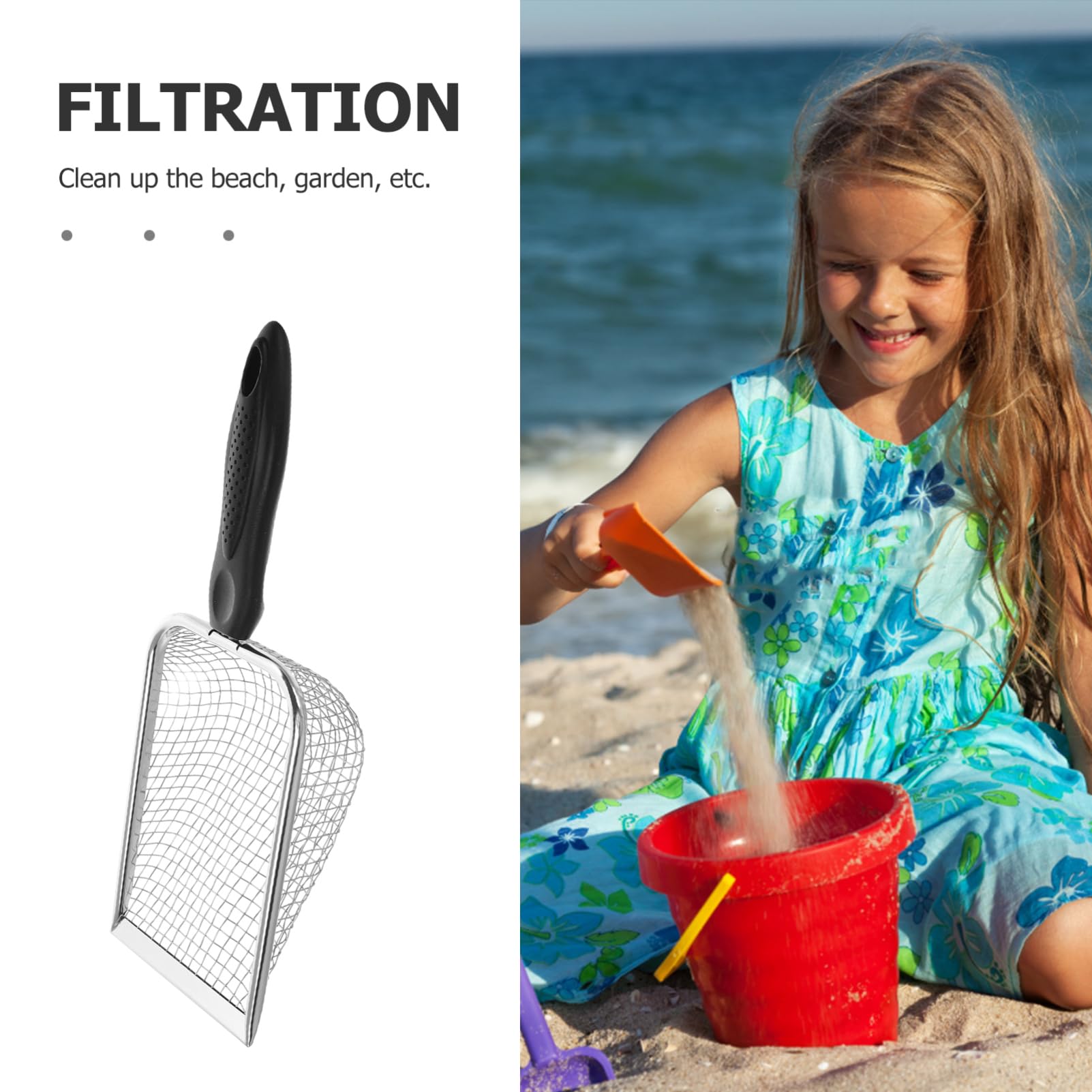 COSMEVIVI Stainless Steel Beach Sand Shovel with Fine Mesh Lightweight Litter Box Scoop for Reptiles Shells Gardening Portable Outdoor Tool for Beach Cleanup Pet Area Maintenance