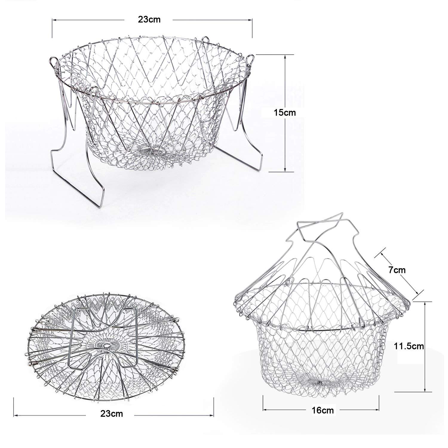 Panier à Frire, Panier a Salade Tamis Cuisine Inoxydable Fry Extensible Chef Panier Cuisine