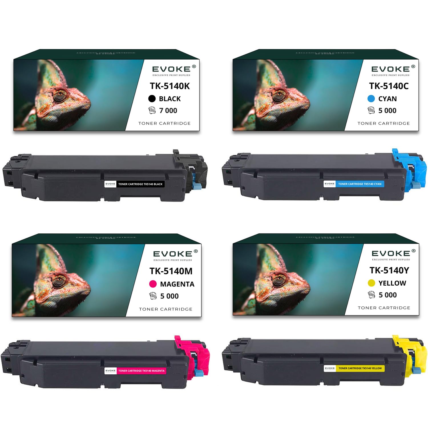 EVOKE TK5140 TK-5140 Toner Kompatybilny z Kyocera M6030 M6530 P6130 (Zestaw CMYK) 22000 Stron