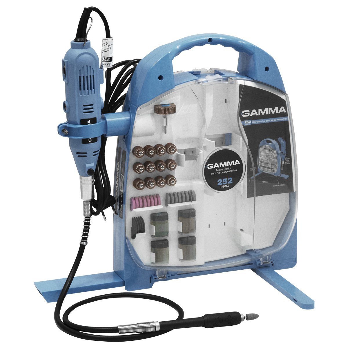 Micro Retífica com Kit de Acessórios 252 Peças 127V, Gamma