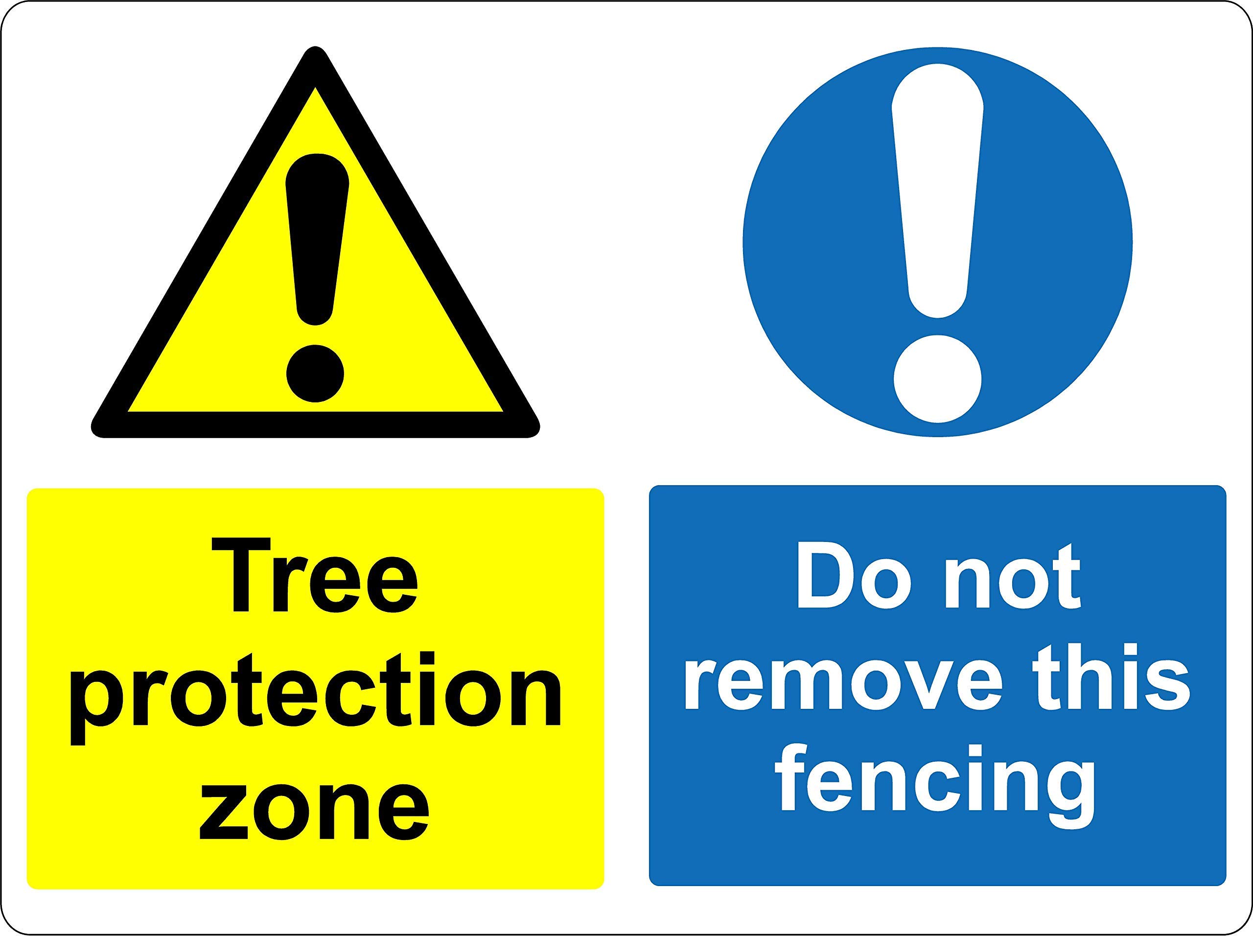 Tree protection zone do not remove this fencing Forest safety sign - 1.2mm Rigid plastic 300mm x 200mm Case (Pack of 20)