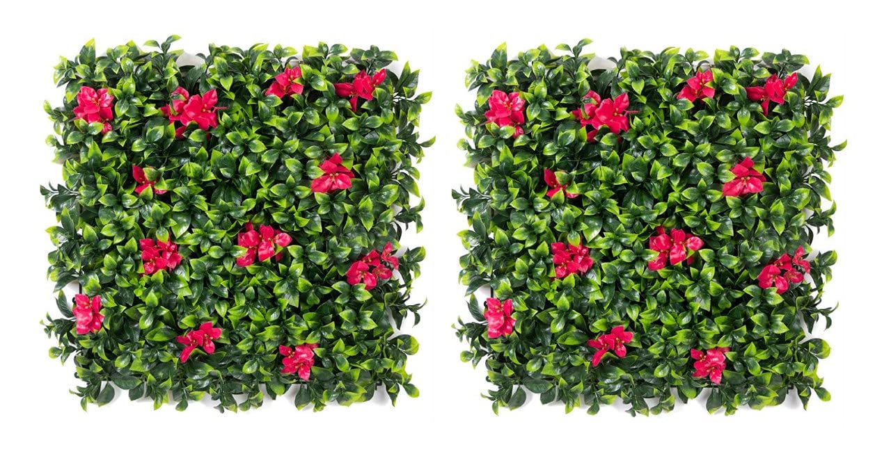 BeautifulWalls Plastic Artificial Wall Grass For Home Decoration(2 Pcs) I Grass Mat For Wall I Vertical Garden Artificial Wall Plants(Lemon Green With Large Red Flowers, 50Cm X 50Cm X 5Cm, Pack Of 2) (B099QGKXP2) Amazon Price History, Amazon Price Tracker