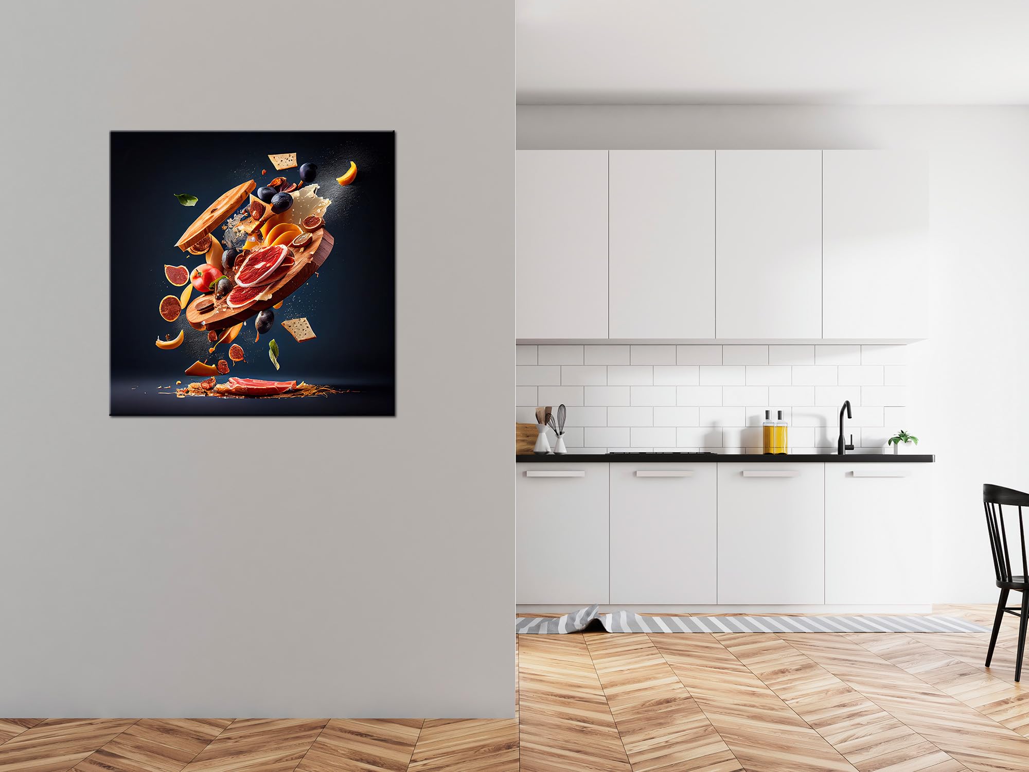 DECLINA, tableau verre acrylique, décoration murale cuisine, cadre design léger, tableau déco la planche apéritif, art mural moderne, décoration intérieure élégante, 50x50 cm