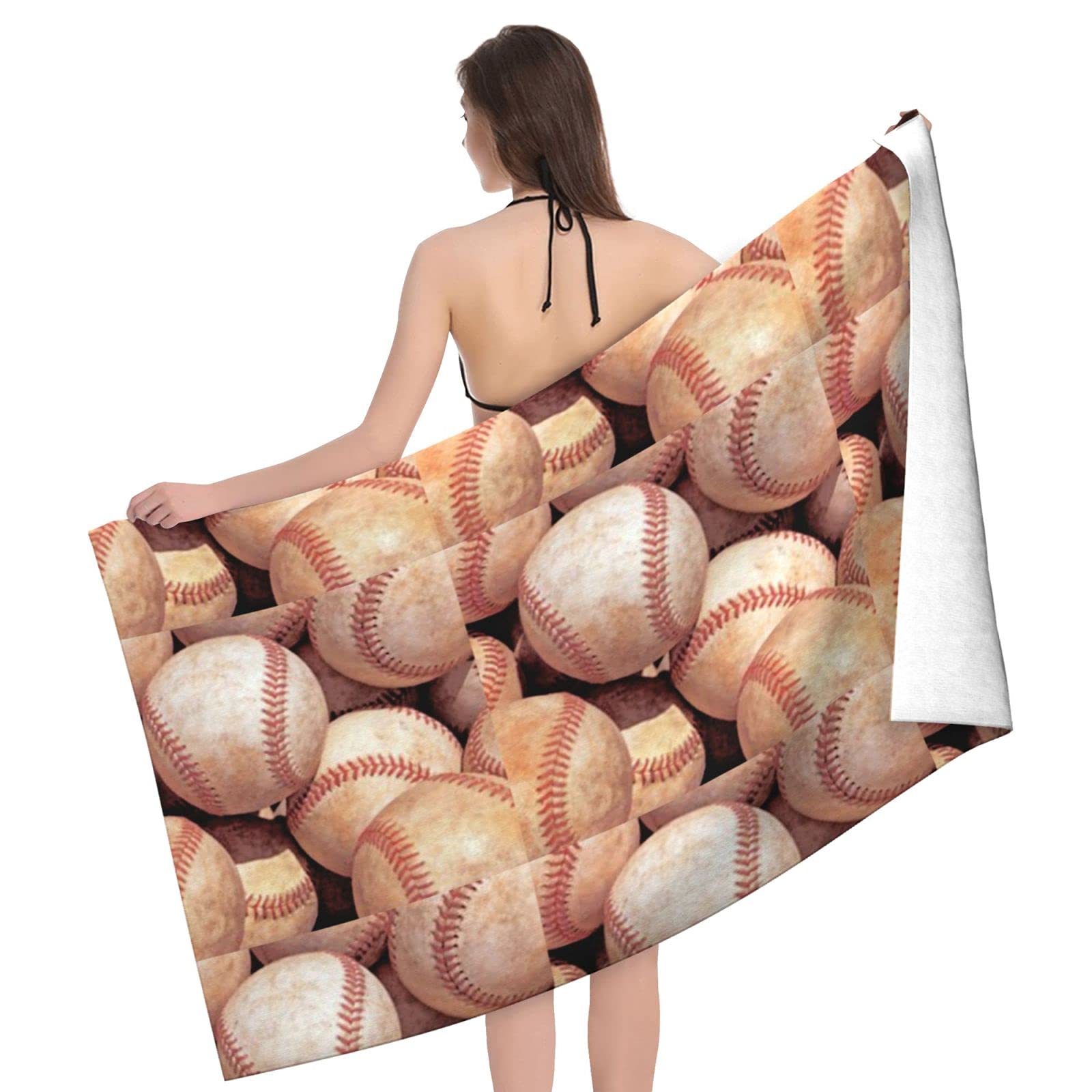 LSRCPD Baseball Beach Towel Highly Absorbent Microfiber Beach Blanket Soft Bath Towels 80 x 130 cm