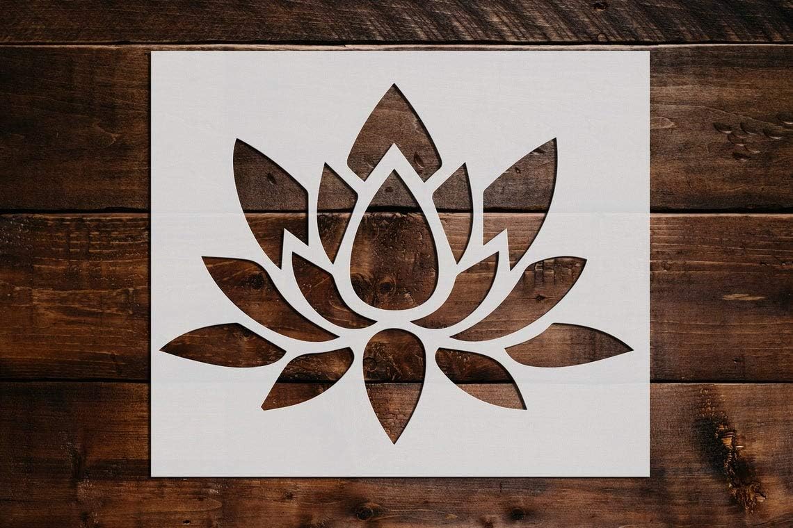 Lotus Flower Stencil DIY Reusable Craft and Painting Wall Stencils - 002 (12x18)