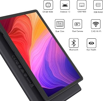 PRITOM 10'' Tablet Android 13, Phone Tablet with SIM Slot, 64GB, IPS Touchscreen, 8MP Rear Camera WiFi GPS Bluetooth USB C, Support 3G Phone Call, Unlocked