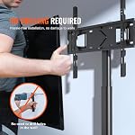 VEVOR TV Stand Mount, Swivel Tall TV Stand for 32 to 65 inch TVs, Height Adjustable Portable Floor TV Stand with Tempered Glass Base for Bedroom, Living Room