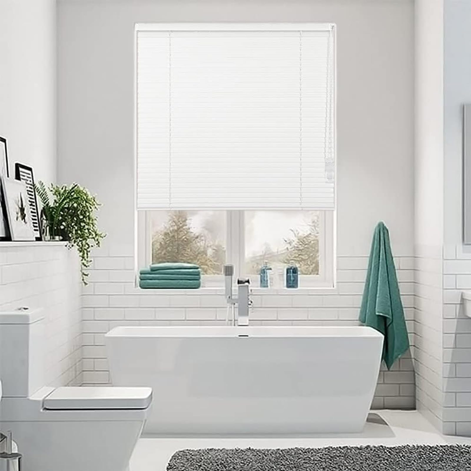 Estor enrollable de aluminio con persianas venecianas térmicas y opacas para privacidad y protección en interiores, kit de montaje en pared y techo, incluido ancho x alto (50 x 100 cm)
