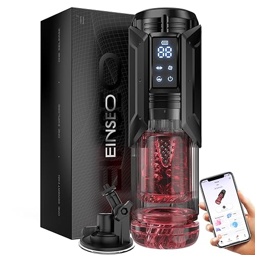 Sex Toys for Men Penis Pump - EINSEO Full Waterproof Male Masturbator Stroker with 7 Sucking Thrusting Rotating & 7 Licking Adult Toys, Pocket Pussy Mens Sex Toy Blowjob Sex Machine - Red & Black