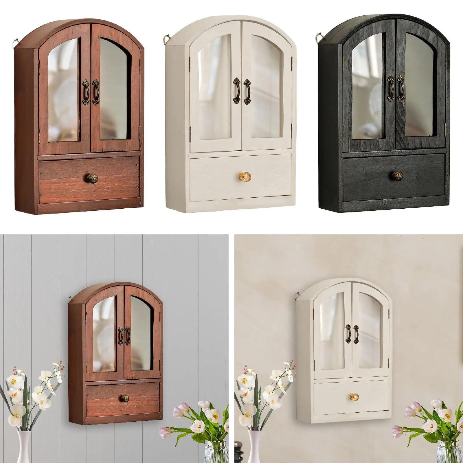 Organizzatori da scrivania in legno naturale con cassetto portaoggetti Vedi attraverso lo scaffale per la casa, camera da letto, controsoffitto Decors