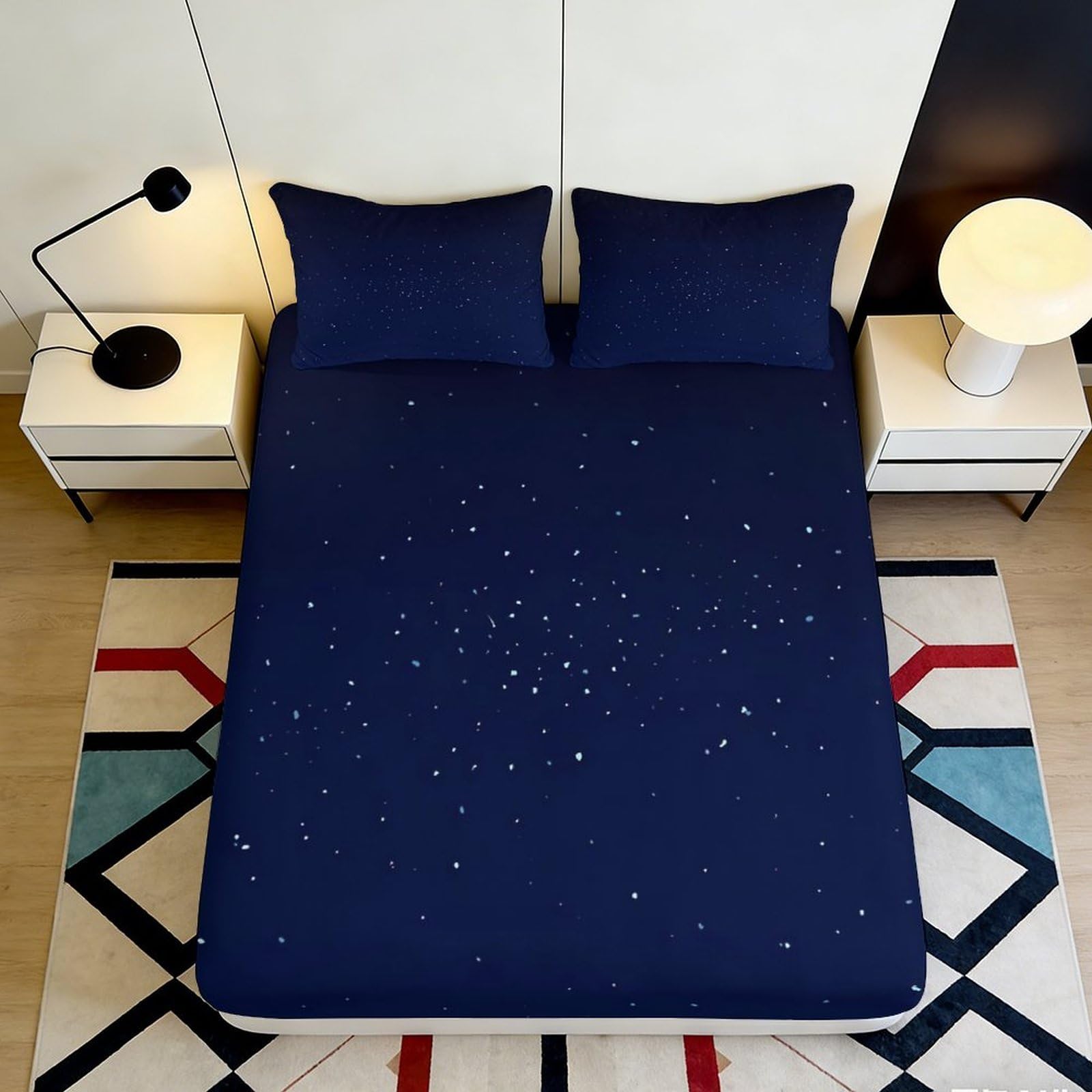 3D Printed Cartoon Patchwork Microfiber Fitted Sheet Deep Pocket Bedroom Bedding Colorful Mattress Fitted Cover Washable 200x200x25cm