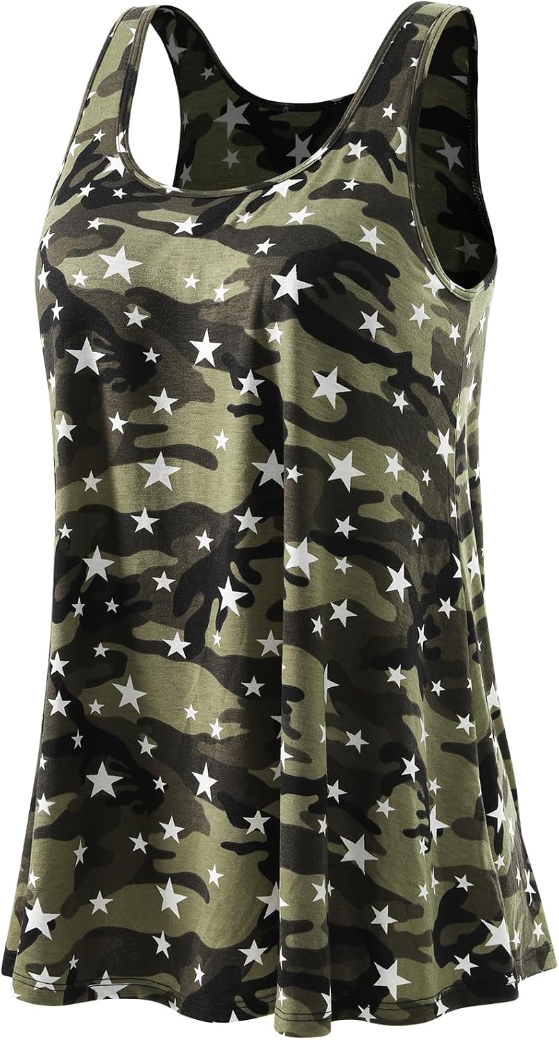 Rosyline Tank Top for Women with Built in Bra Flowy Swing Undershirt Tank Tops S-4XL