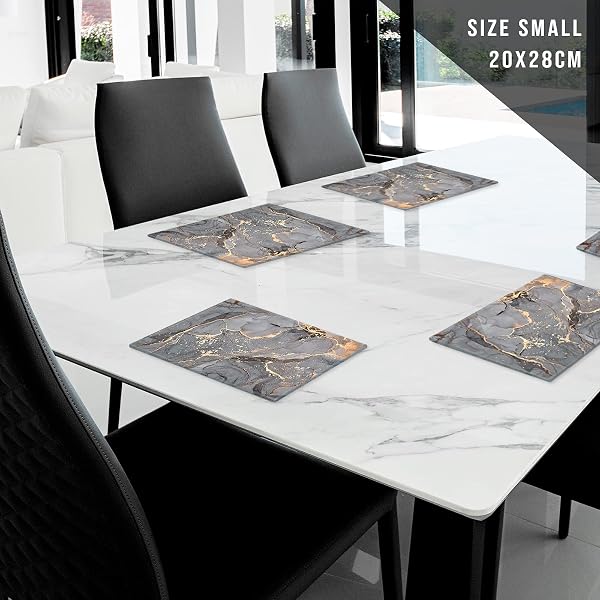 Whats On Your Wall.com Clear Glass Chopping Board | Rectangular, 40L x 30W cm, 0.5 cm Thick | Heat Resistant, Non-Porous, Easy to Clean, Stain Resistant | Teal Gold White - 3