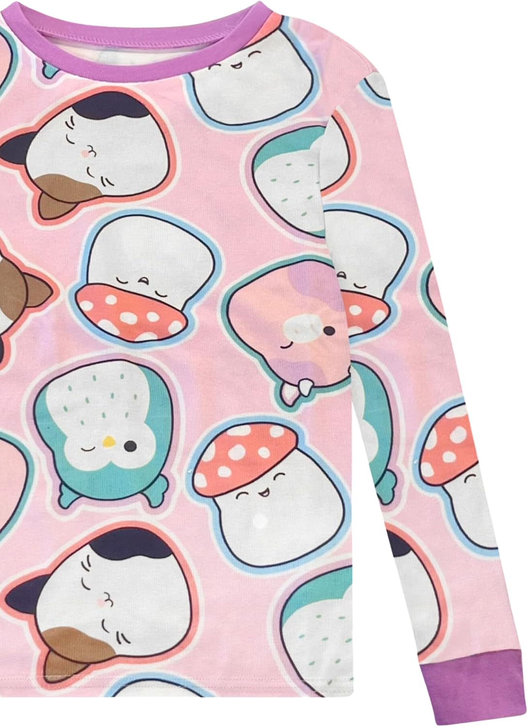 Squishmallows 4 Piece Pajama Set - Girls PJ Set with Long Sleeve Shirt & Pants - Pink Sleepwear Set - Official License - Image 5