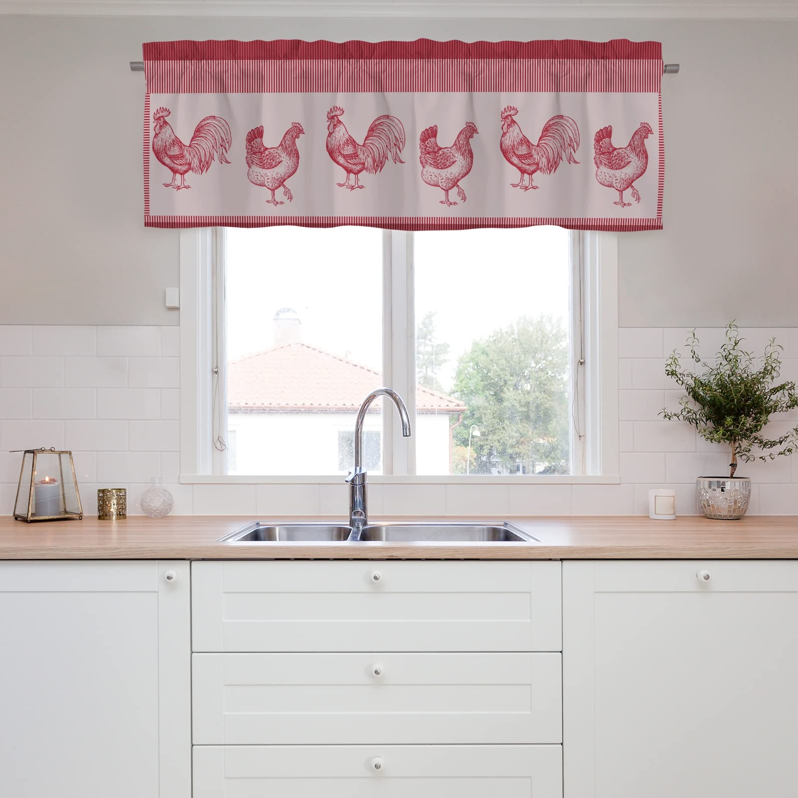 Rideaux Courts à Motif De Vache Mignon Avec Tringle 137,2 X 45,7 Cm