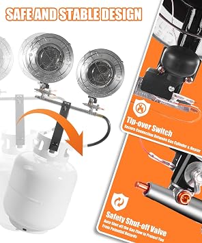 Propane Heater Indoor Outdoor, 30000 BTU Portable Natural Gas Heater for Patio, Camping, Garage