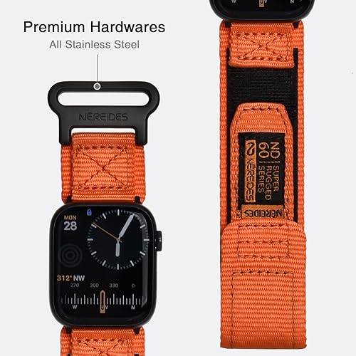 Vista 156 de Nereides Correa deportiva de nailon resistente con diseño de bucle tejido compatible con correa de Apple Watch, para iWatch de 1.65, 1.73, 1.77