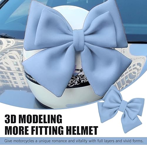 Miniatura 6 de Accesorio de casco de lazo, lazo de casco extraíble para mujer, bonita decoración de motocicleta y vehículo eléctrico (azul)