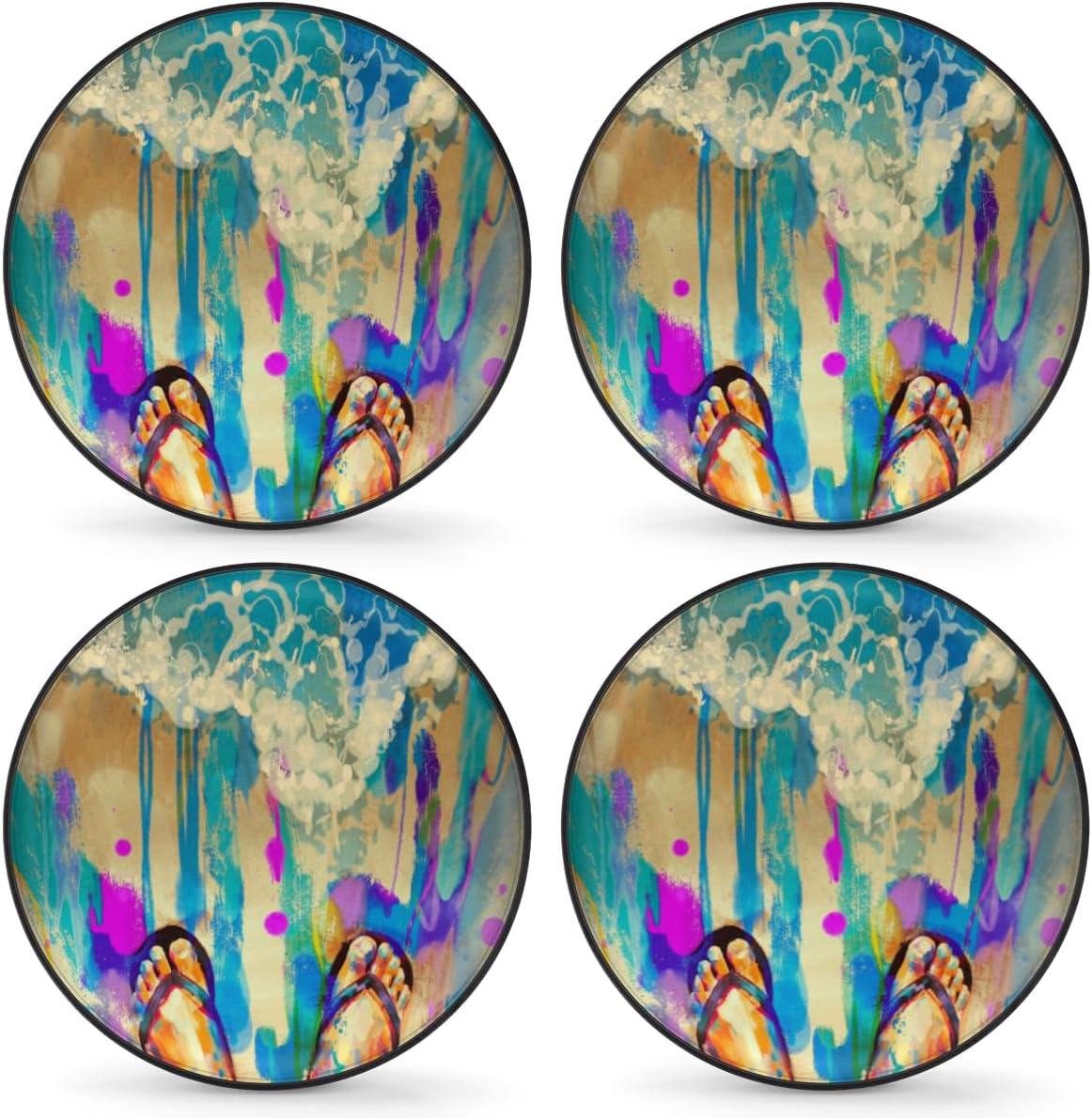 Colored Beach Tire Covers Portable Spare Tire Cover Soft Durable Waterproof Dustproof Set of 4 Bags 15 Inches for Car Truck SUV Trailer Camper