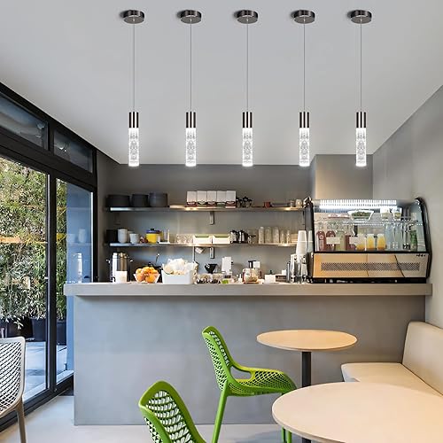 Miniatura 7 de OKELI Lámparas colgantes modernas, 3 colores LED de burbujas de cristal para isla, mini iluminación colgante negra para isla de cocina, bar, 6W,