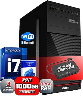 GMR Ultra i7 Business Office PC - Fast Calculator § 3 Year Warranty § 32 GB RAM § 1000GB SSD § DVD±RW § USB 3 § Windows 11 Pro § WiFi Bluetooth